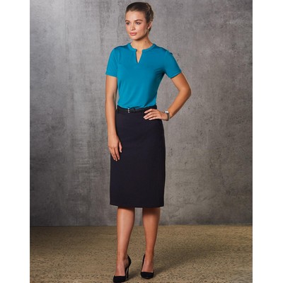 Women's Flexi Waist A-line Utility Lined Skirt in Poly/Viscose Stretch Twill