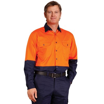 Hi-Vis two tone Cool-Breeze L/S cotton work shirt