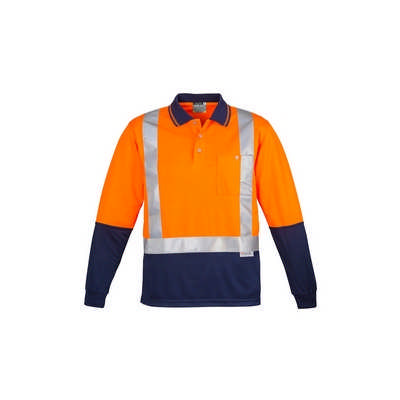 Mens Hi Vis Spliced Long Sleeve Polo - Shoulder Taped