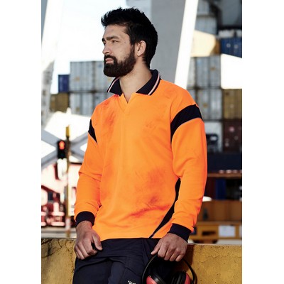 Mens Hi Vis Aztec Long Sleeve Polo