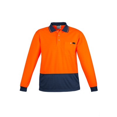 Mens Hi Vis Comfort Back Long Sleeve Polo