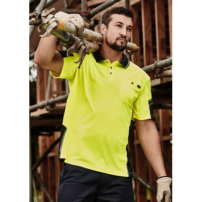 Mens Hi Vis Reinforced Squad Short Sleeve Polo