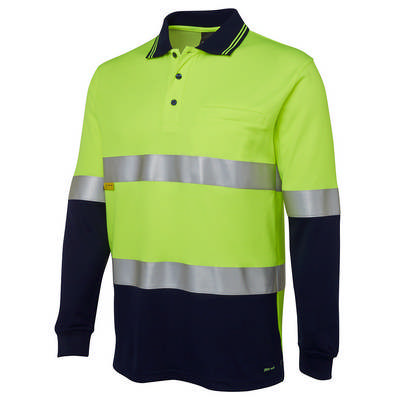 JBS Hv L/S (D+N) Cotton Back Polo Lime/Nvy: XS - 5XL