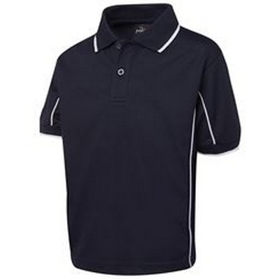 PODIUM KIDS S/S PIPING POLO: 4 - 14 - NAVY/WHITE